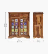 Sormikal Sheesham Wood Shoe Cabinet (Rustic Teak Finish) - Image 2