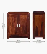 Orniel Sheesham Wood Shoe Cabinet (Honey Oak Finish) - Image 2