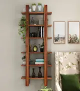 Proston Sheesham Wood Wall Shelf with Open Storage (Honey Finish) - Image 2