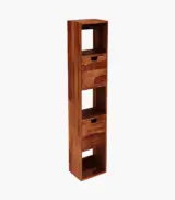 Adler Sheesham Wood Wall Shelf with Open and Close Storage (Honey Finish) - Image 2