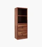 Darcia Sheesham Wood Wall Shelf with Drawer and Open Storage (Honey Finish) - Image 2