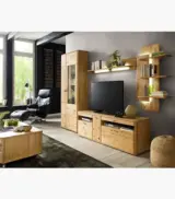 Fortge Solid Oak Wood Wall shelves with Open Storage (Honey Oak Finish) - Image 2