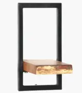 Lottus Acacia Wood with Metal Frame Set of 5 Wall shelves (Acacia Finish) - Image 2