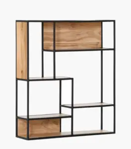Porson Acacia Wood with Metal Frame Wall shelves (Acacia Finish)