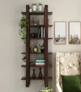 Proston Sheesham Wood Wall Shelf with Open Storage (Walnut Finish) - Image 2