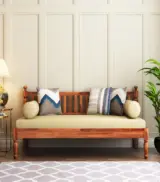 Taurac Sheesham Wood Diwan Bed (Honey Finish) - Image 2