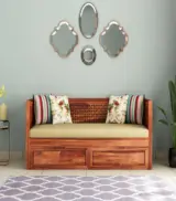 Angolica Sheesham Wood Diwan Bed with Drawer Storage (Honey Finish) - Image 2