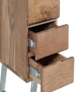 Kids Solid Acacia Wood Study Table with Metal Legs and Drawer Storage (Natural Finish) - Image 2