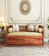 Decaprio Sheesham Wood Diwan Bed with Drawer Storage (Honey Finish) - Image 2