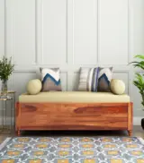 Aldriana Sheesham Wood Diwan Bed with Box Storage (Honey Finish) - Image 2