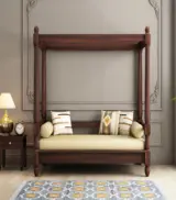 Atlure Sheesham Wood Poster Diwan Bed (Walnut Finish) - Image 2