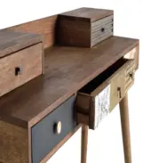 Studish Solid Mango Wood Study Table with Metal Legs and Drawer Storage (Natural Finish) - Image 2