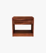 Forgson Sheesham Wood Bedside Table with Drawer Storage (Honey Finish) - Image 2