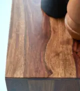 Kwarno Sheesham Wood Bedside Table with Open Storage (Natural Finish) - Image 3
