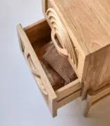 Syna Solid Mango Wood Bedside Table with Drawer Storage (Natural Finish) - Image 2