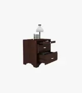 Cartlon Sheesham Wood Bedside Table with Drawer Storage (Walnut Finish) - Image 2