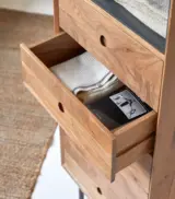 Pevel Acacia Wood Small Chest of drawers (Natural Finish) - Image 2