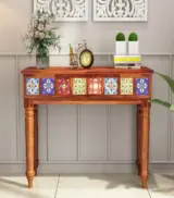 Roko Sheesham Wood Console Table with Drawer Storage (Honey Finish) - Image 2