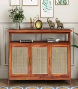 Elrin Sheesham Wood Console Table with Box and Open Storage (Honey Finish) - Image 7