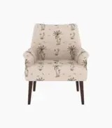 Arcosta Sheesham Wood Frame with Cushioned Velvet Seating Lounge Chair (Cream Tropical with Walnut Finish) - Image 2