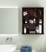 Cluevas Sheesham Wood Wall Mounted Bathroom Cabinet (Walnut Finish) - Image 2