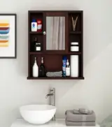 Vwing Sheesham Wood Wall Mounted Bathroom Cabinet (Walnut Finish) - Image 2