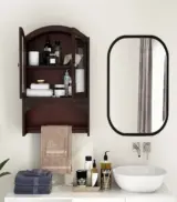 Mendrix Sheesham Wood Wall Mounted Bathroom Cabinet (Walnut Finish) - Image 2