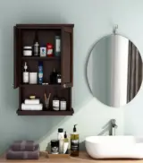 Froey Sheesham Wood Wall Mounted Bathroom Cabinet (Walnut Finish) - Image 2