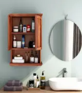Froey Sheesham Wood Wall Mounted Bathroom Cabinet (Honey Finish) - Image 2