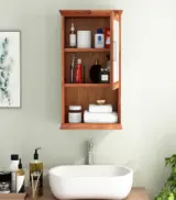 Nowland Sheesham Wood Wall Mounted Bathroom Cabinet (Honey Finish) - Image 2