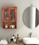 Darney Sheesham Wood Wall Mounted Bathroom Cabinet (Honey Finish) - Image 2