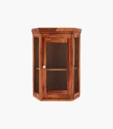 Ordom Sheesham Wood Corner Wall Mounted Bathroom Cabinet (Honey Finish) - Image 2
