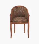 Crctic Sheesham Wood Frame with Cushioned Velvet Seating Arm Chair (Honey Finish) - Image 2
