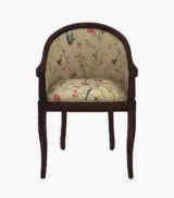 Crctic Sheesham Wood Frame with Cushioned Velvet Seating Arm Chair (Cream Robins with Walnut Finish) - Image 2