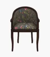 Crctic Sheesham Wood Frame with Cushioned Velvet Seating Arm Chair (Grey Robins with Walnut Finish) - Image 2
