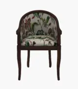 Crctic Sheesham Wood Frame with Cushioned Velvet Seating Arm Chair (Rose Vineyard with Walnut Finish) - Image 2