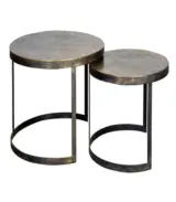 Tollish Brass Top with Metal Base Set of 2 Coffee Tables (Natural Finish) - Image 2