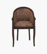 Crctic Sheesham Wood Frame with Cushioned Velvet Seating Arm Chair (Walnut Finish) - Image 2