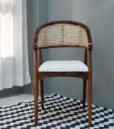 Alesia Sheesham Wood Frame with Cushioned Velvet Seating Arm Chair (Honey Finish) - Image 2