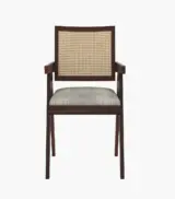 Tiegler Sheesham Wood Frame with Cushioned Velvet Seating Arm Chair (Walnut Finish) - Image 2