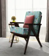 Crosper Sheesham Wood Frame with Cushioned Velvet Seating Arm Chair (Bubble Robins with Walnut Finish) - Image 2