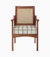 Lawanya Sheesham Wood Frame with Cushioned Velvet Seating Arm Chair (Honey Finish) - Image 2