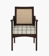 Lawanya Sheesham Wood Frame with Cushioned Velvet Seating Arm Chair (Walnut Finish) - Image 2