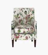 Edoree Sheesham Wood Frame with Cushioned Velvet Seating Arm Chair (Rose Vineyard with Walnut Finish) - Image 2