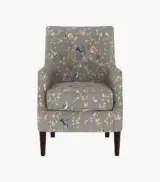 Edoree Sheesham Wood Frame with Cushioned Velvet Seating Arm Chair (Grey Robins with Walnut Finish) - Image 2