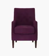 Edoree Sheesham Wood Frame with Cushioned Velvet Seating Arm Chair (Mulberry Pink with Walnut Finish) - Image 2