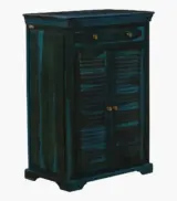 Carlison Sheesham Wood Shoe Cabinet (Blue Finish) - Image 3