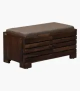 Syena Sheesham Wood Shoe Rack with Cushion Seating (Honey Oak Finish) - Image 3