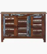 Arzealia Reclaimed Wood Shoe Cabinet (Two Tone Blue Finish) - Image 3