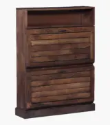 Zoist Solid Mango Wood Tilt Out Shoe Rack (Provincial Teak Finish) - Image 3